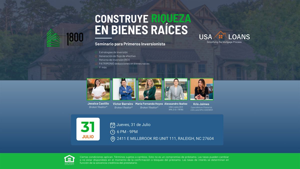 Construye Riqueza en Bienes Raices | Event in Raleigh | AllEvents