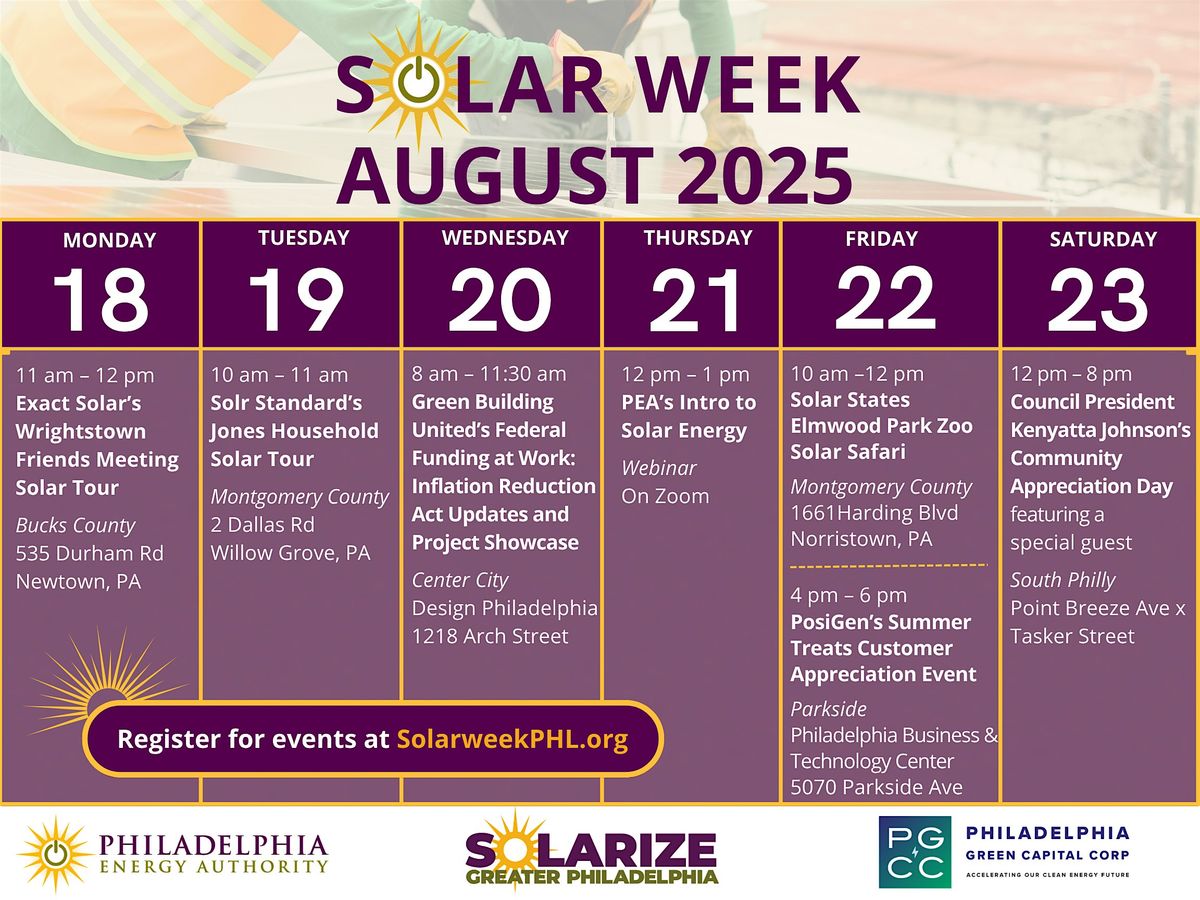 Solr Standard's Jones Household Solar Tour, 19 August | Event in Willow Grove | AllEvents