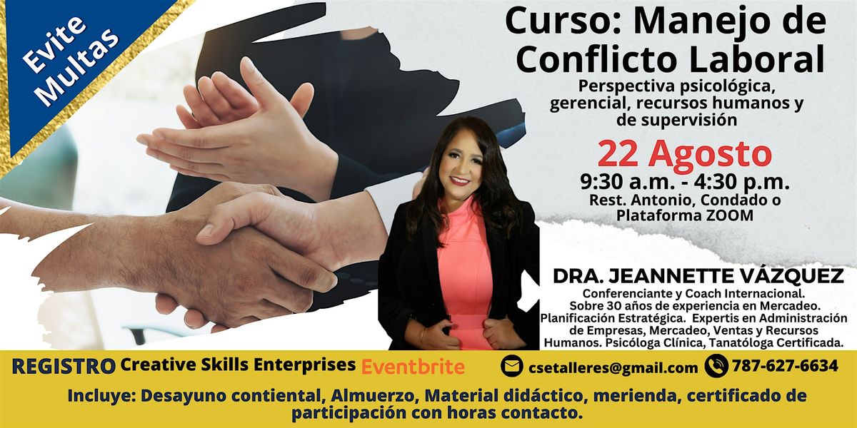 22 Agosto - Curso Presencial y Virtual Manejo de Conflicto Laboral, 22 August | Event in San Juan | AllEvents