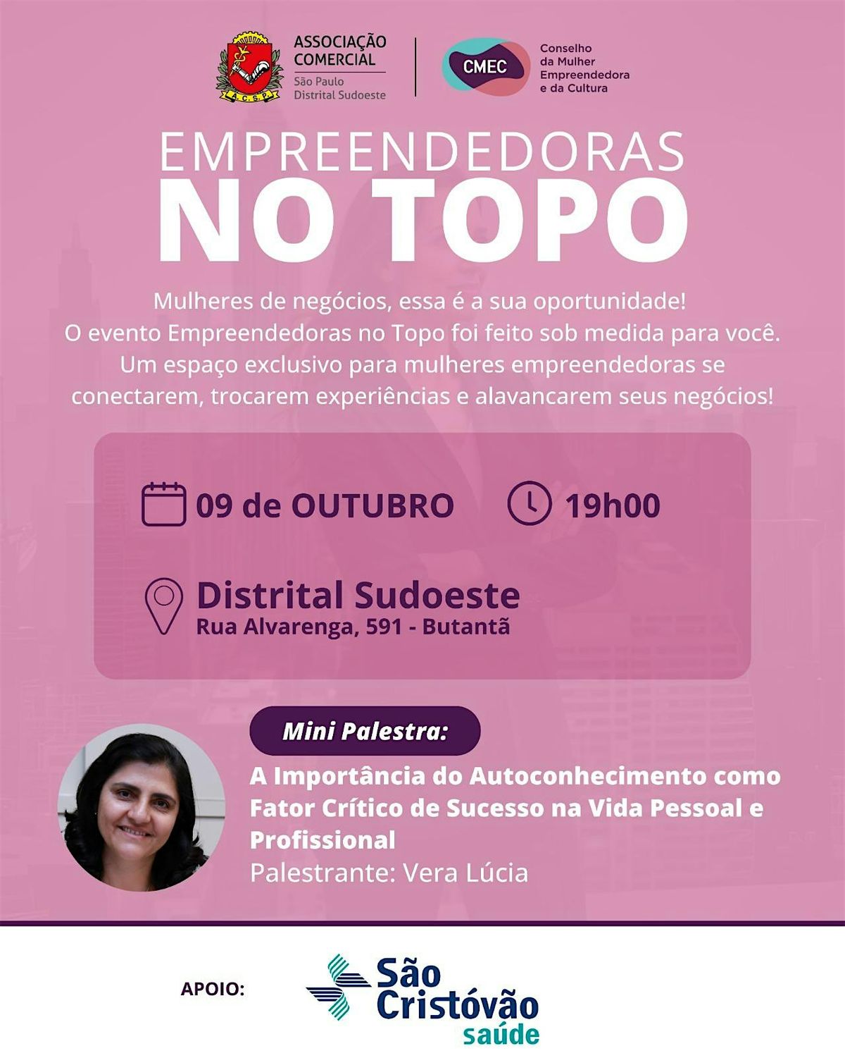 Empreendedoras NO TOPO, 9 October | Event in Butantã | AllEvents