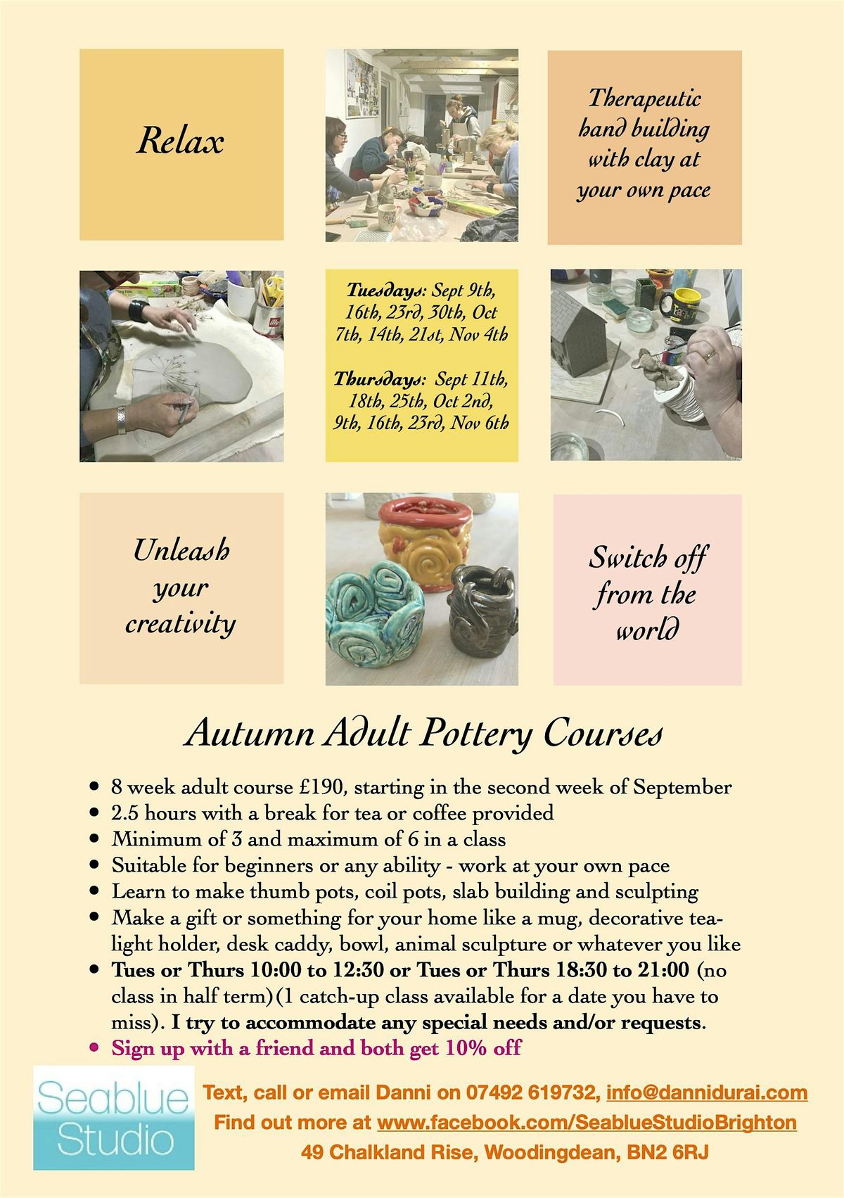 8 week Handbuilding Pottery course (Tues evenings), 9 September | Event in Brighton and Hove | AllEvents