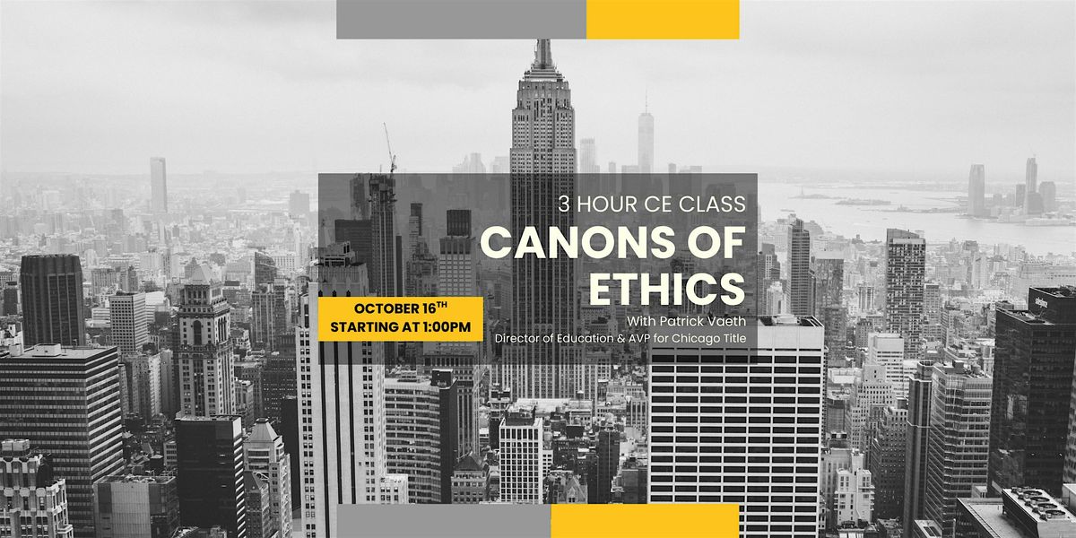 3 Hour CE Class - Canons of Ethics, 16 October | Event in Dublin | AllEvents