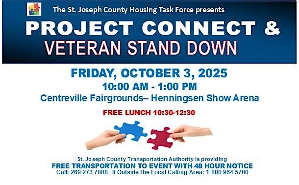 St. Joseph County 2025 Project Connect &  Stand Down - Vendor Registration, 3 October | Event in Centreville