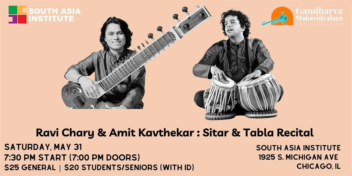 Ravi Chary & Amit Kavthekar : Sitar & Tabla Recital, 31 May | Event in Chicago | AllEvents