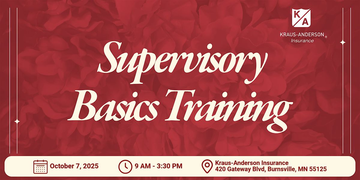 Fall 2025 Supervisory Basics Training, 7 October | Event in Burnsville | AllEvents
