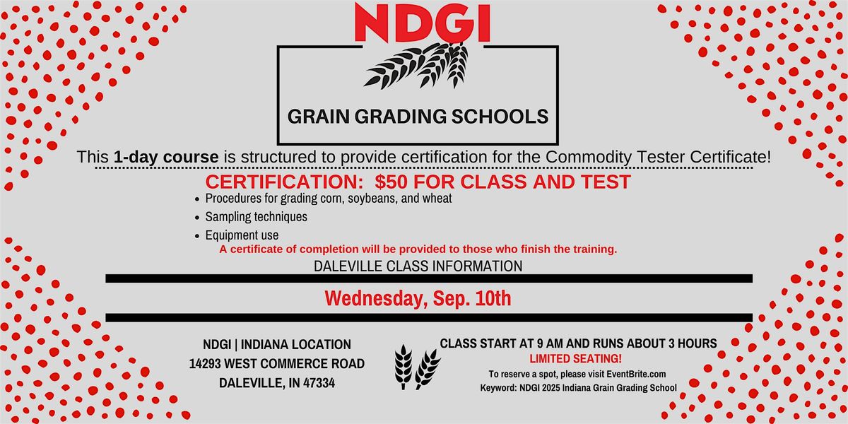 NDGI 2025 Daleville Grain Grading School, 10 September | Event in Daleville | AllEvents