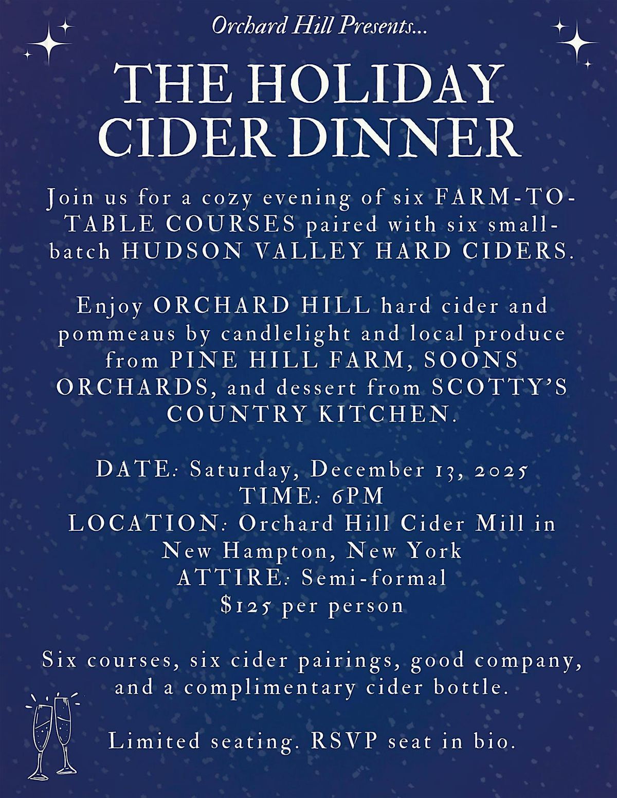 The Holiday Cider Dinner, 13 December | Event in New Hampton | AllEvents