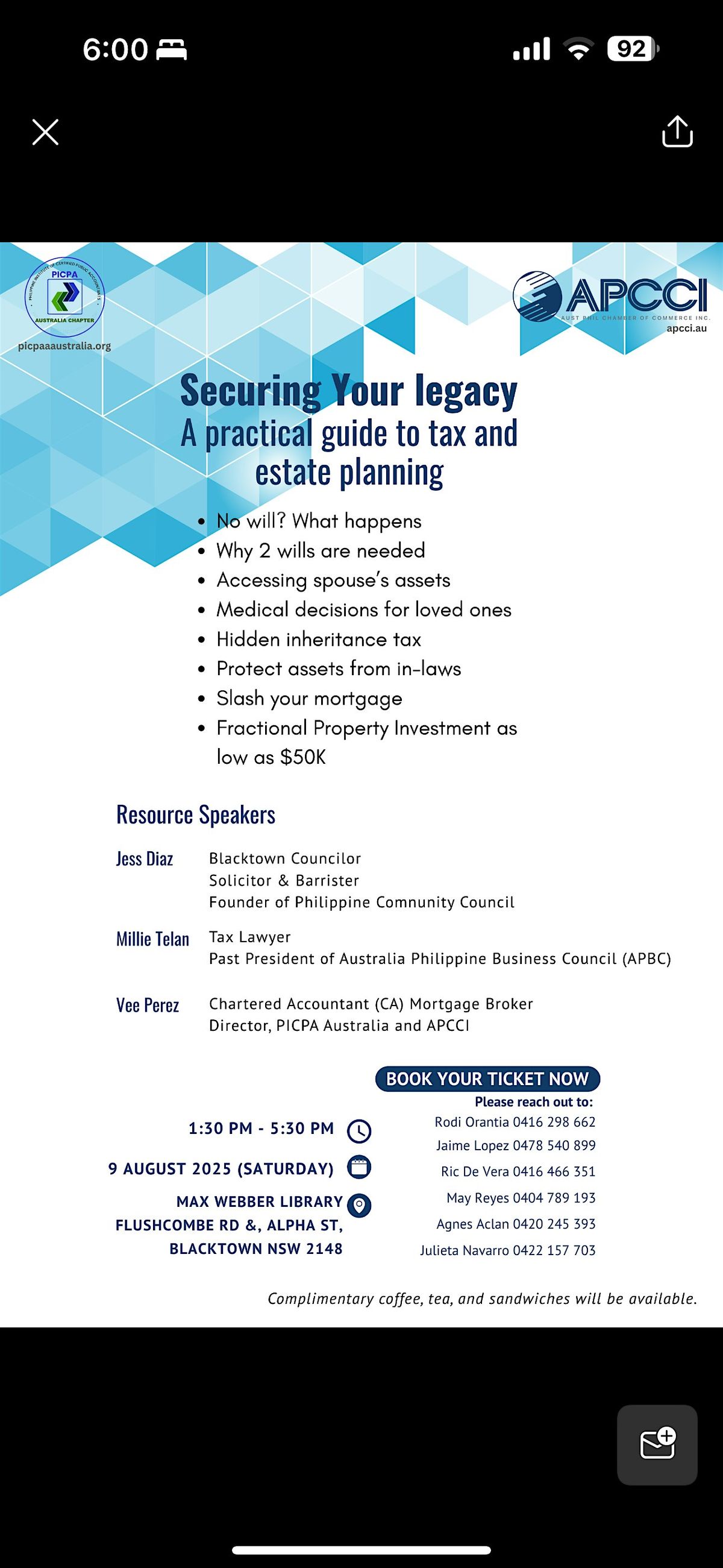 Securing your legacy: A practical guide to tax and estate planning, 9 August | Event in Blacktown | AllEvents
