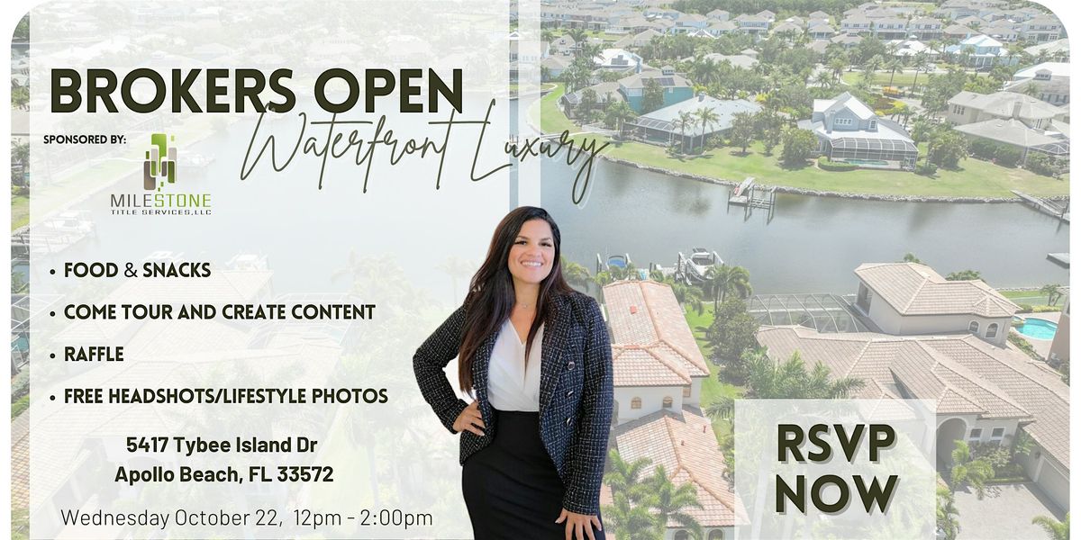 Apollo Beach Waterfront Open House + Broker’s Open | Raffle + Headshots, 22 October | Event in Apollo Beach