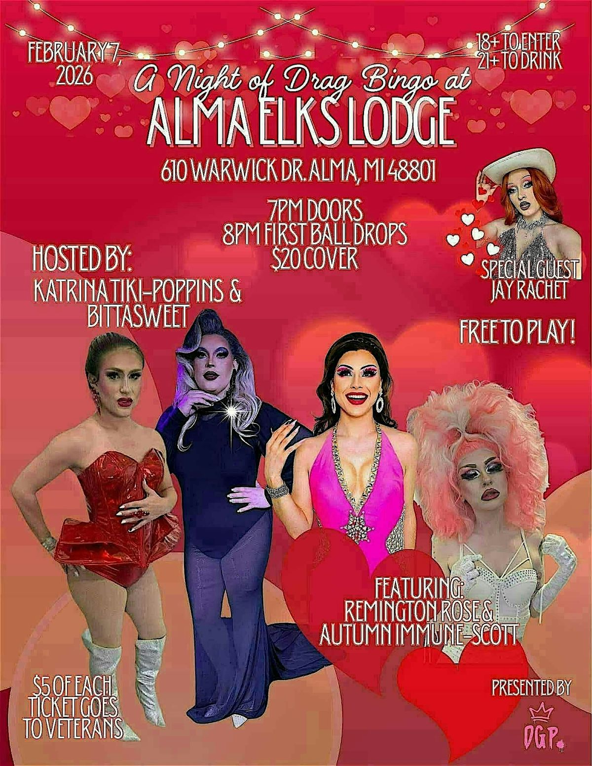 A Night of Drag Bingo at ALMA ELKS LODGE