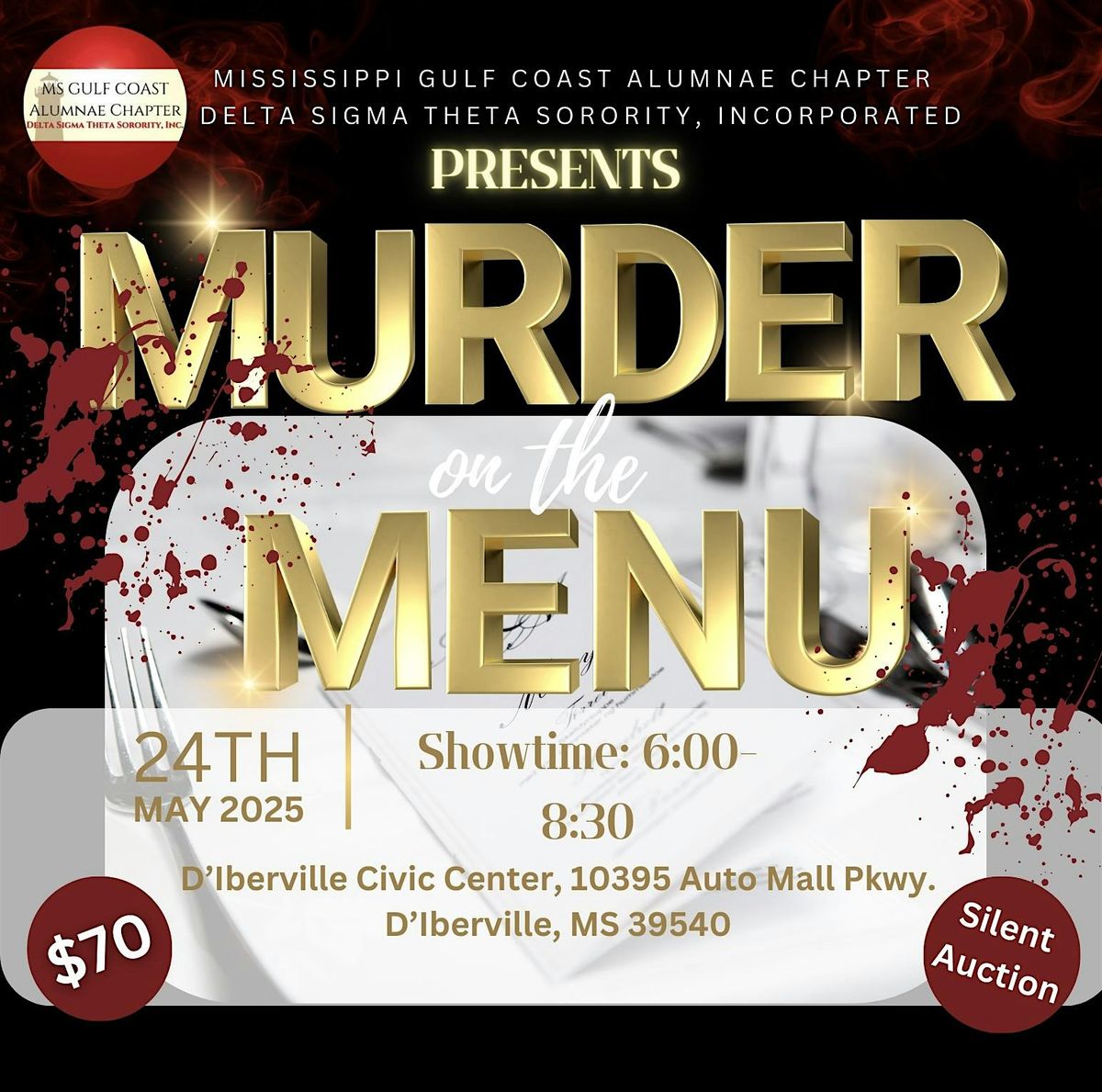 M**der Mystery Dinner:  M**der on the Menu, 24 May | Event in D'Iberville | AllEvents