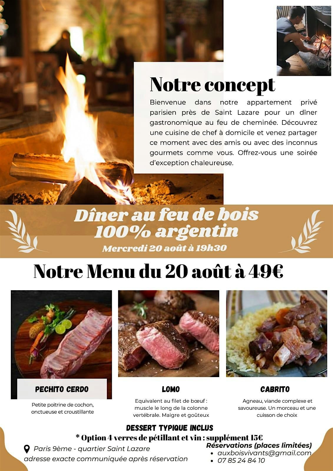 Diner privé par un Chef, 20 August | Event in Paris | AllEvents