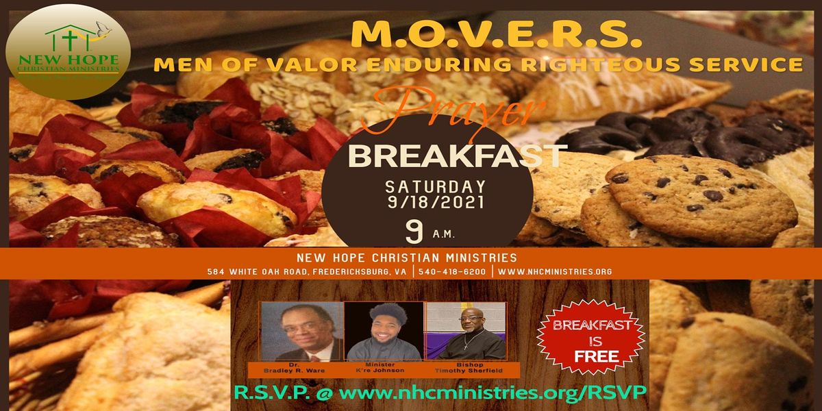 Mens Prayer Breakfast, 584 White Oak Rd, Fredericksburg, September 18