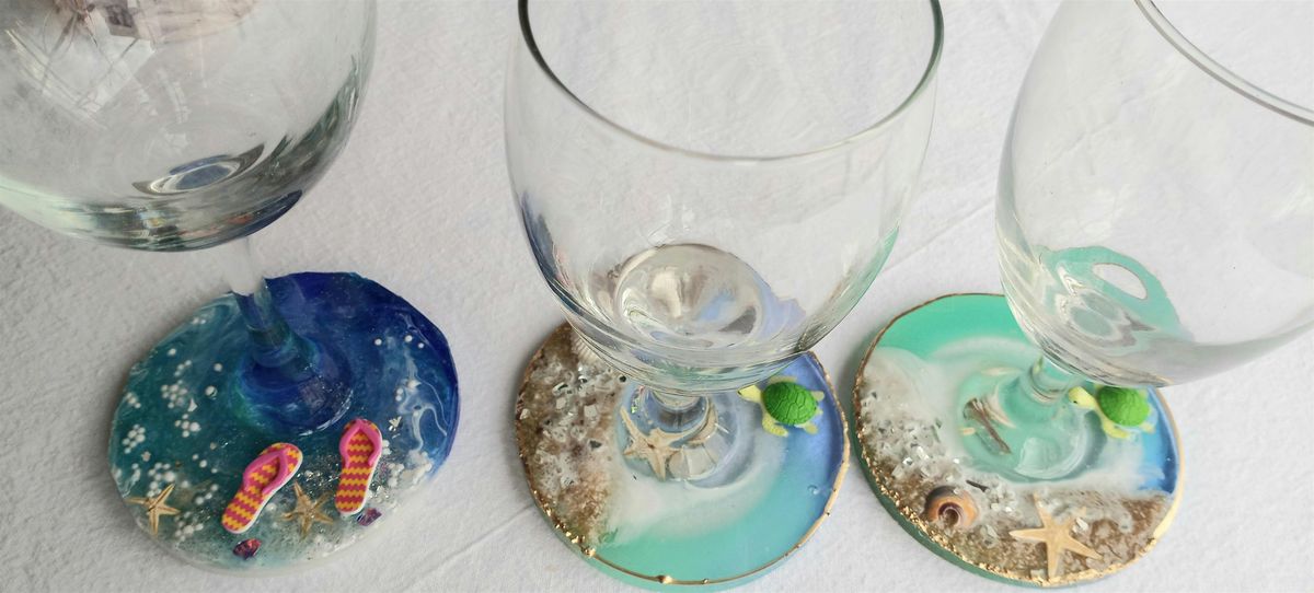 Resin beach scene wine glass or coffee cup with flip-flops or a turtle, 22 November | Event in Phillipsburg