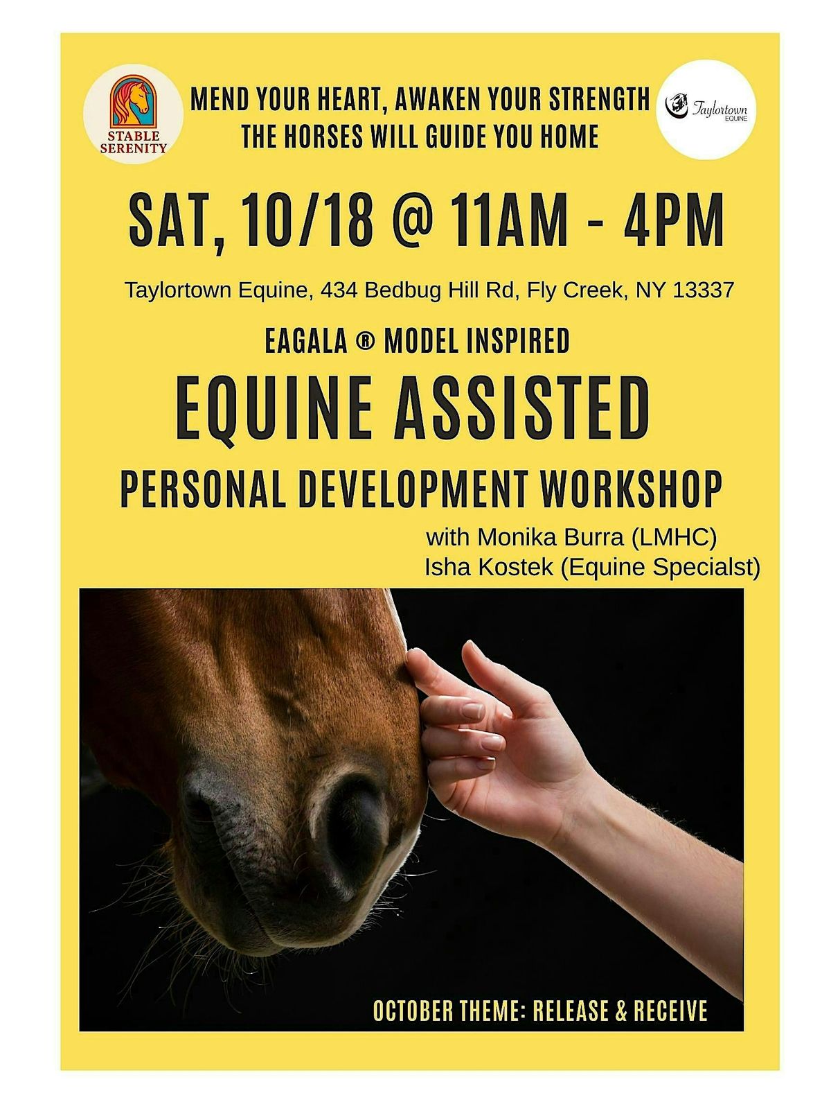 Equine Assisted Personal Development Workshop: Release & Receive, 18 October | Event in Fly Creek | AllEvents