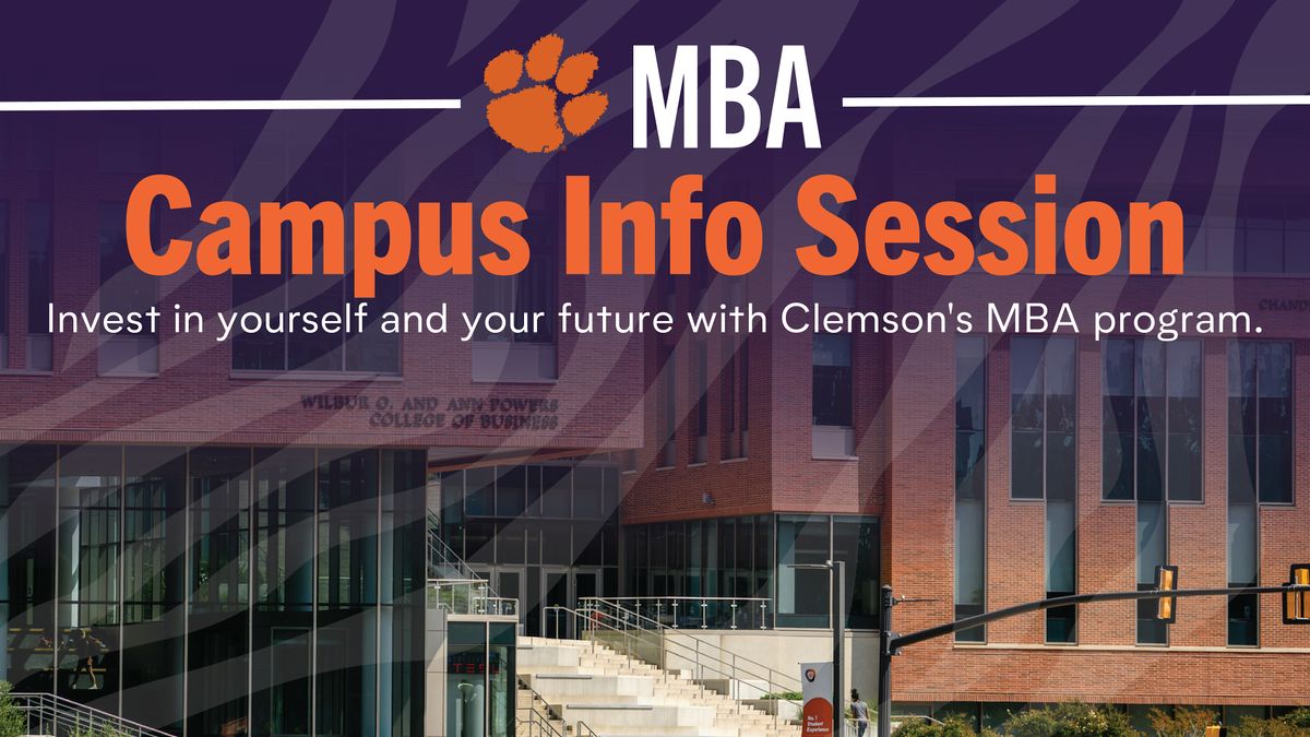 Clemson MBA Group Info Session | Clemson Students & Staff ONLY, 11 November | Event in Clemson | AllEvents