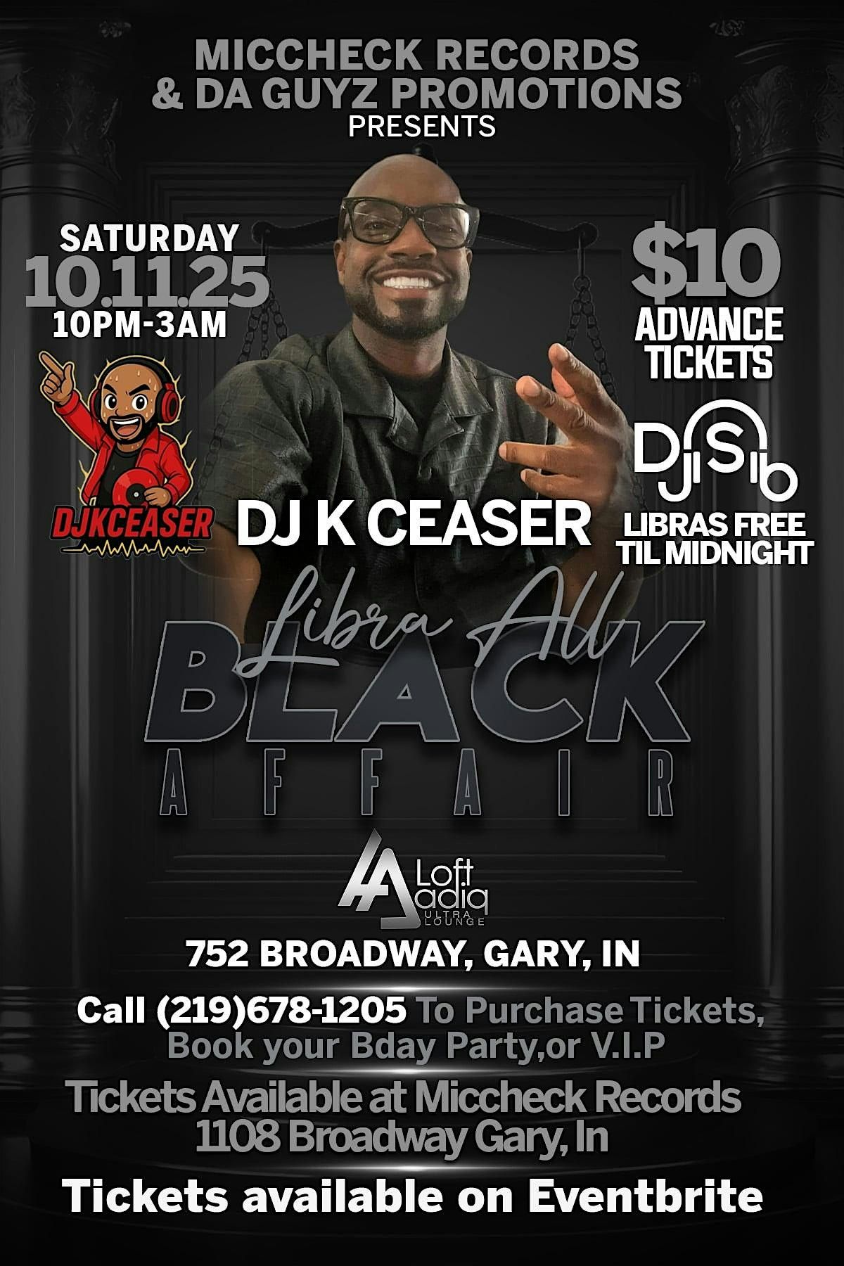 Libra All Black Affair at the LOFT ADIQ, 11 October | Event in Gary | AllEvents