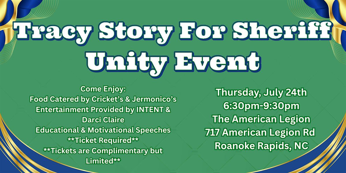 Tracy Story for Sheriff Unity Event, 24 July | Event in Roanoke Rapids | AllEvents