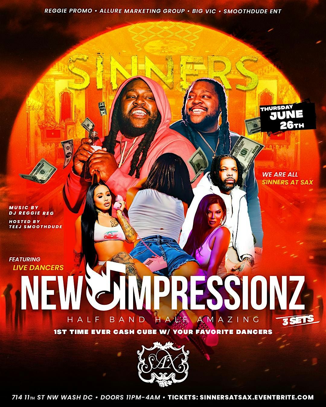 "SINNERS AT SAX" NEW IMPRESSIONZ (3 SETS), 26 June | Event in Washington | AllEvents
