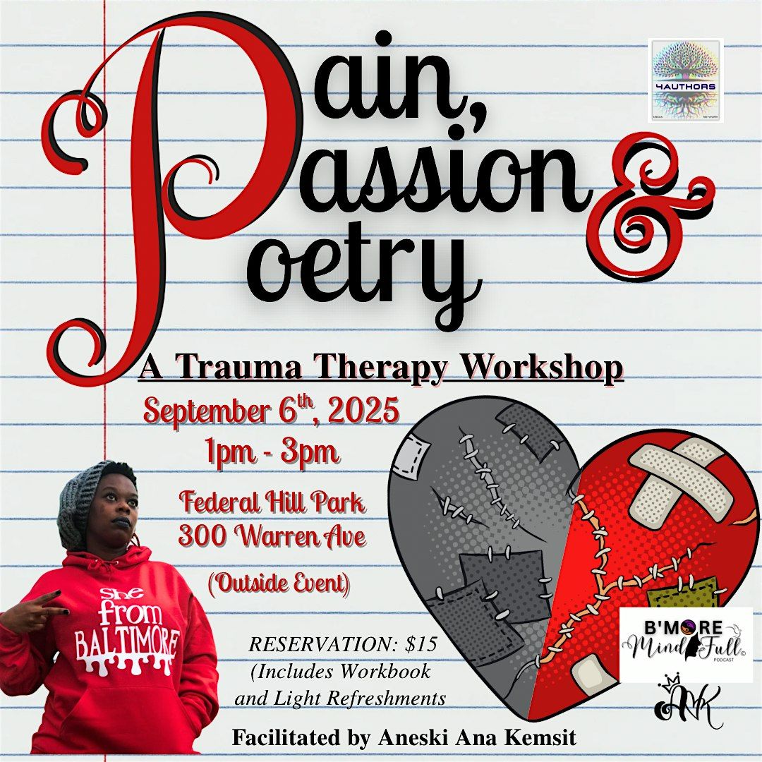 Pain, Passion & Poetry: A Trauma Therapy Workshop, 6 September | Event in Baltimore | AllEvents