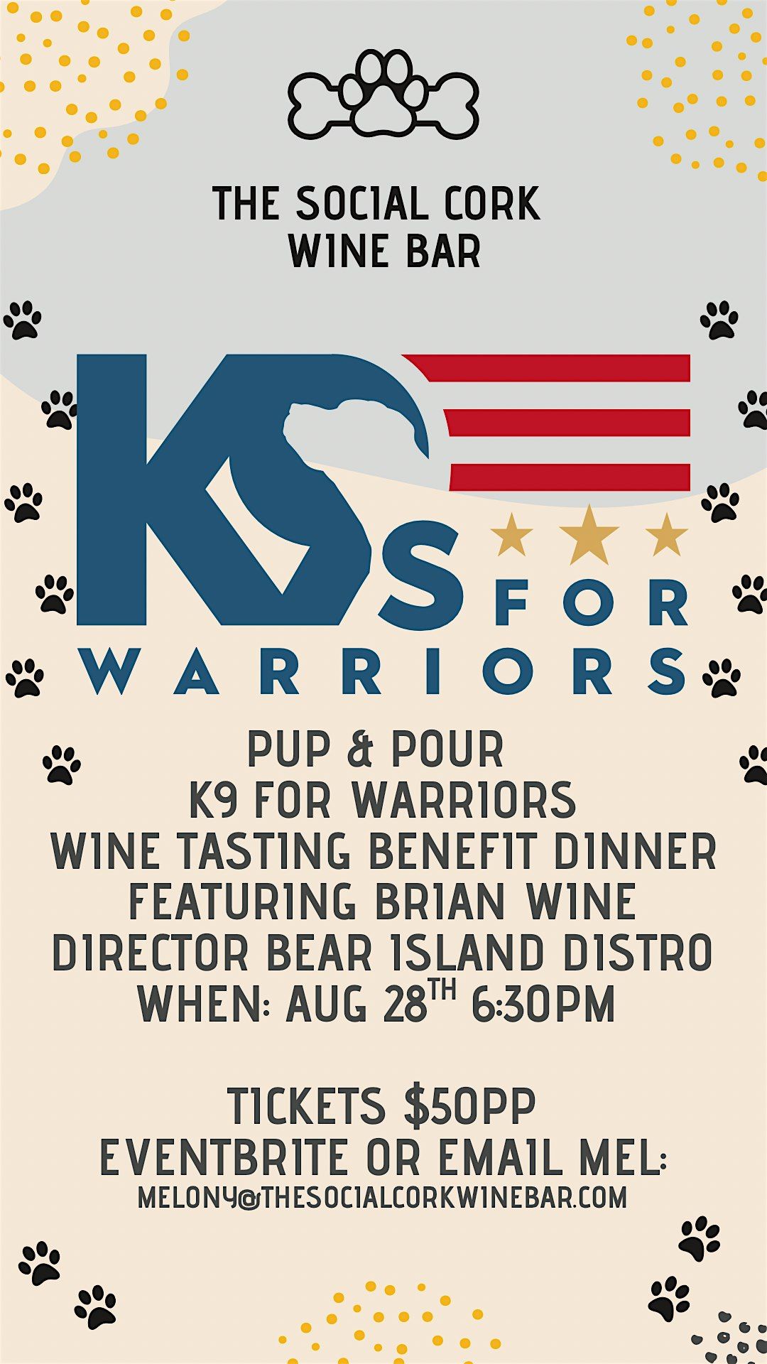 K9 Warriors Wine Tasting Benefit Dinner, 28 August | Event in Fort Mill | AllEvents