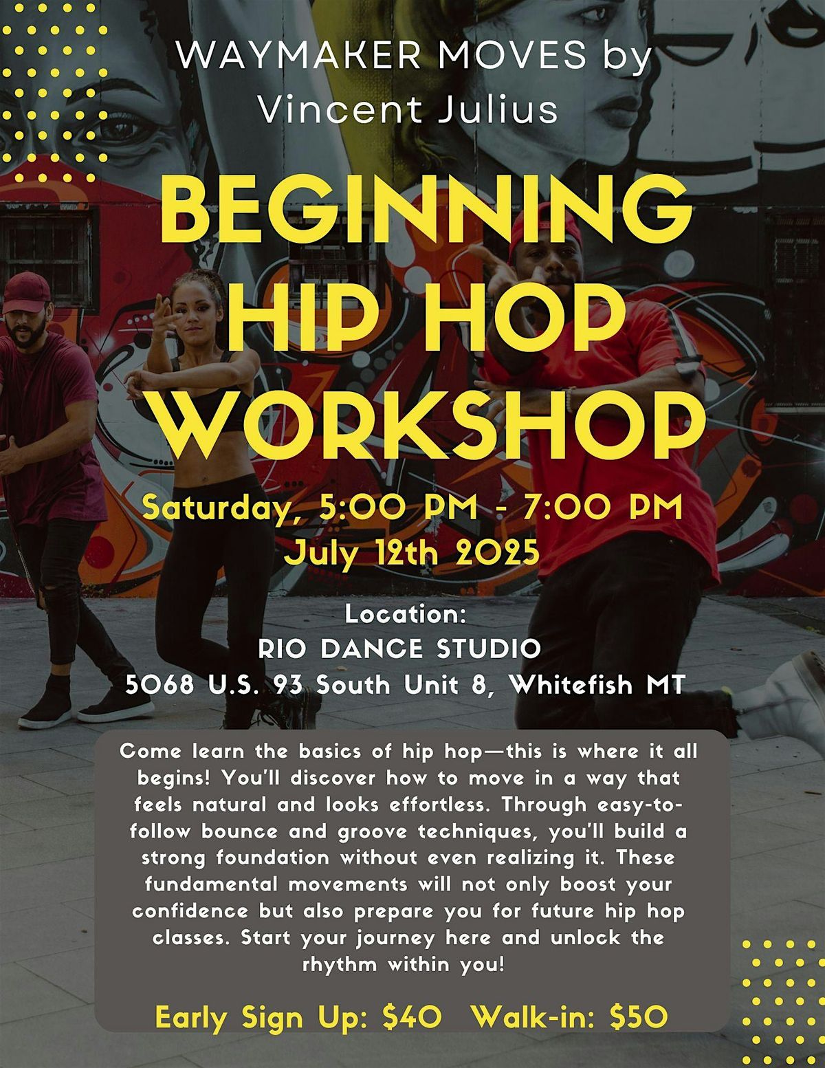 Beginning Hip Hop Workshop, 12 July | Event in Whitefish | AllEvents