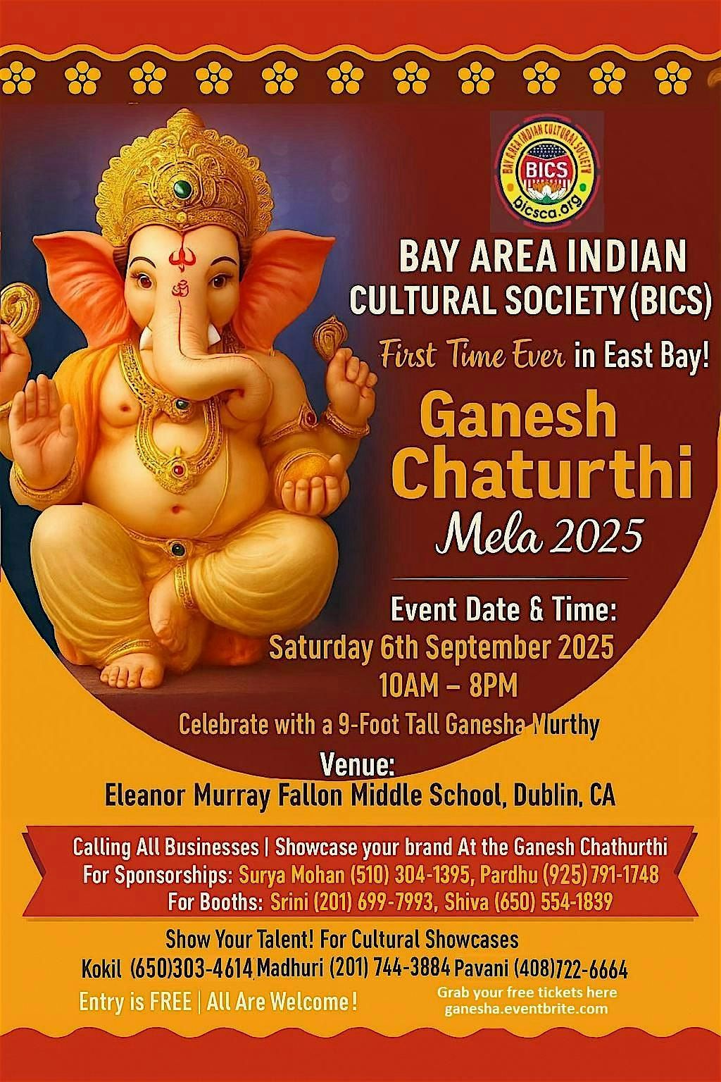 Ganesh Chaturthi Mela - 2025, 6 September | Event in Dublin | AllEvents
