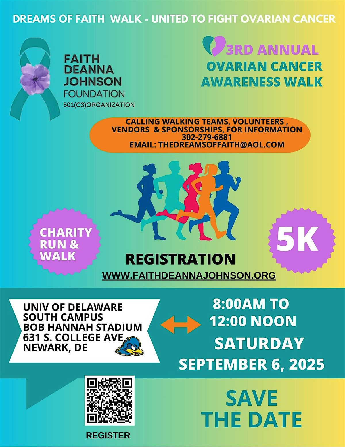3RD Annual Ovarian Cancer Awareness Run/Walk - South Campus, Univ of DE, 6 September | Event in Newark | AllEvents
