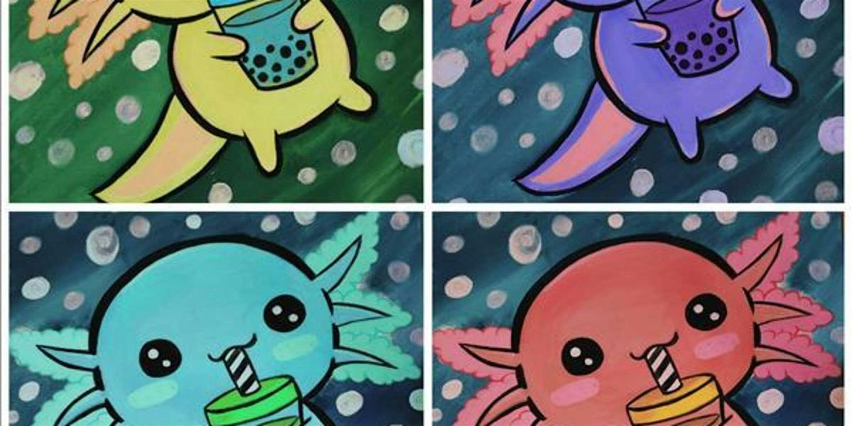 Boba-Sippin' Axolotl - Paint and Sip by Classpop!™, 12 July | Event in Pearland | AllEvents