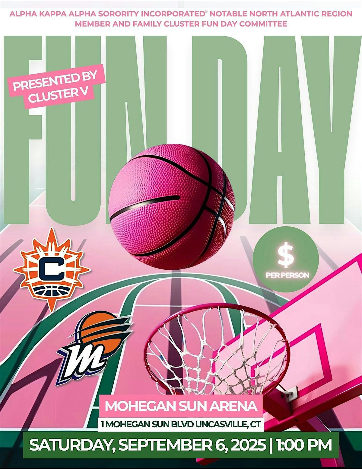 AKA NAR Cluster V: CT Sun vs Phoenix Mercury Basketball Fun Day, 6 September | Event in Montville | AllEvents
