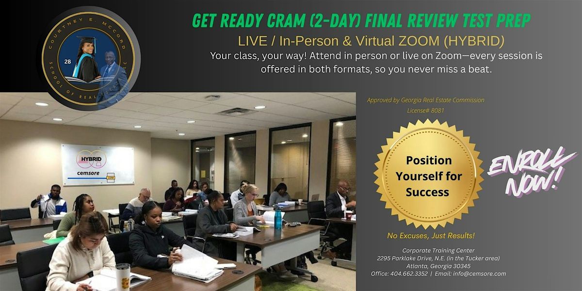 CRAM COURSE "GET READY" 2 - DAY POWER CLASS (Thursday & Friday  9AM - 2PM ), 19 February | AllEvents