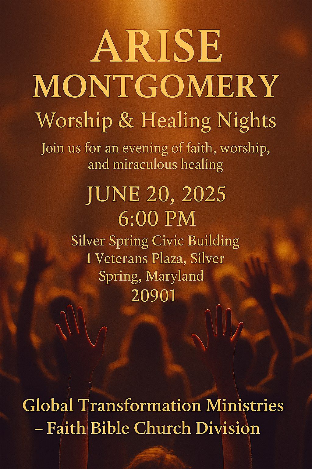 Arise Montgomery- Praise, prayer and miracles night, 20 June | Event in Silver Spring | AllEvents