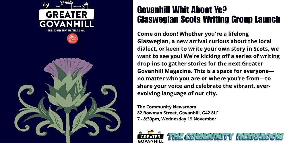 Govanhill Whit Aboot Ye?: Glaswegian Scots Writing Group Launch, 19 November | Event in Govanhill | AllEvents