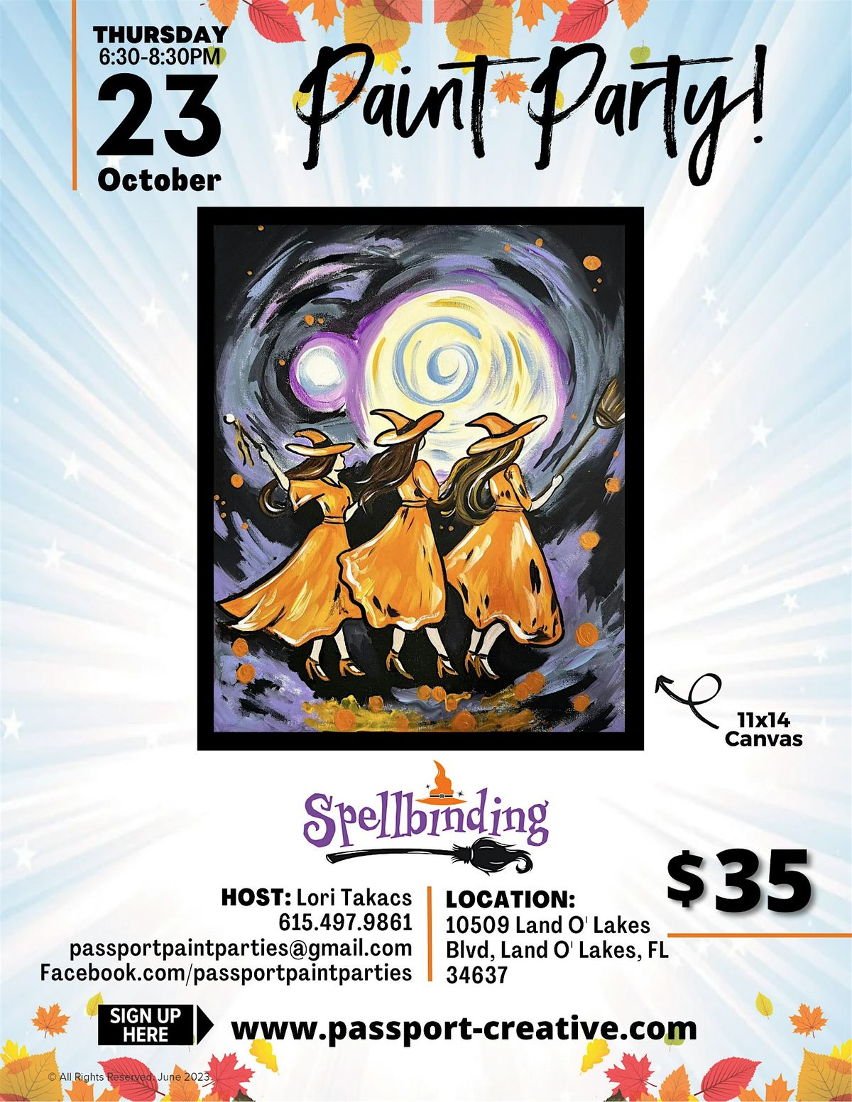 10.23.25 Spellbinding Paint and Sip at That Place Down the Street, 23 October | Event in Land O' Lakes | AllEvents