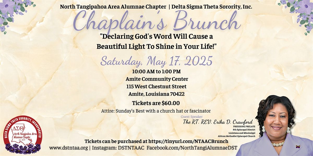 NTAAC Chaplain’s Brunch: Declaring God's Word Will Cause a Beautiful Light, 17 May | Event in Amite City