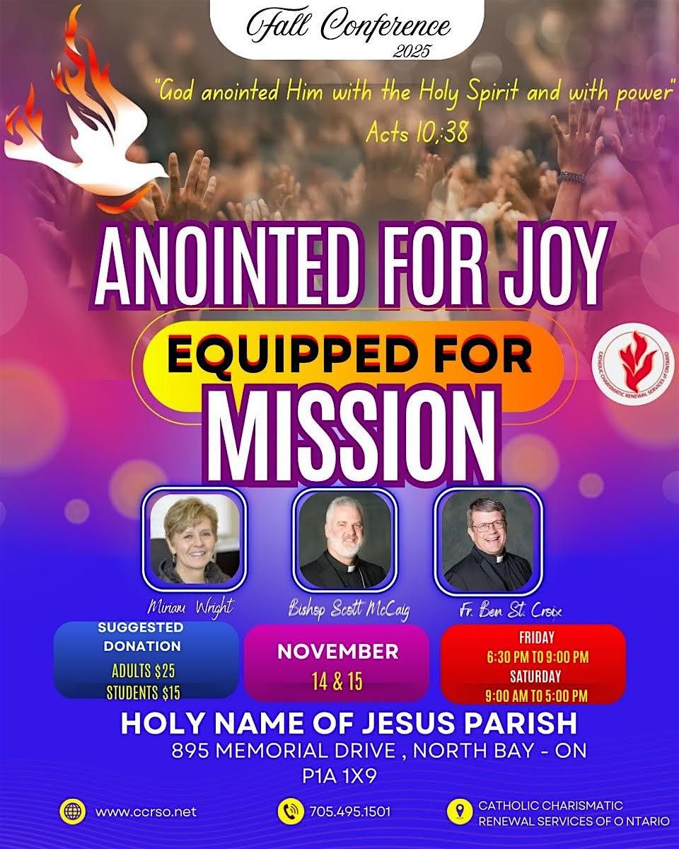 Anointed for Joy, Equipped for Mission, 14 November | Event in North Bay | AllEvents