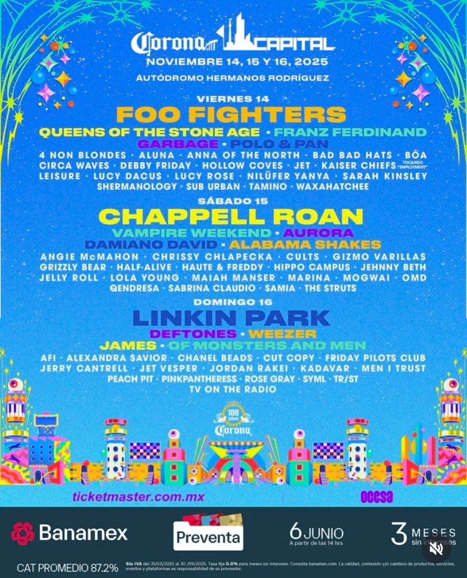 Corona Capital 2025 - Friday - Foo Fighters, Franz Ferdinand and more Tickets, 14 November | Event in Ciudad de México
