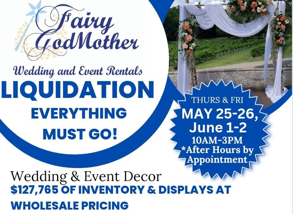 Wedding, Event & Christmas Decor Liquidation, Fairy GodMother Event