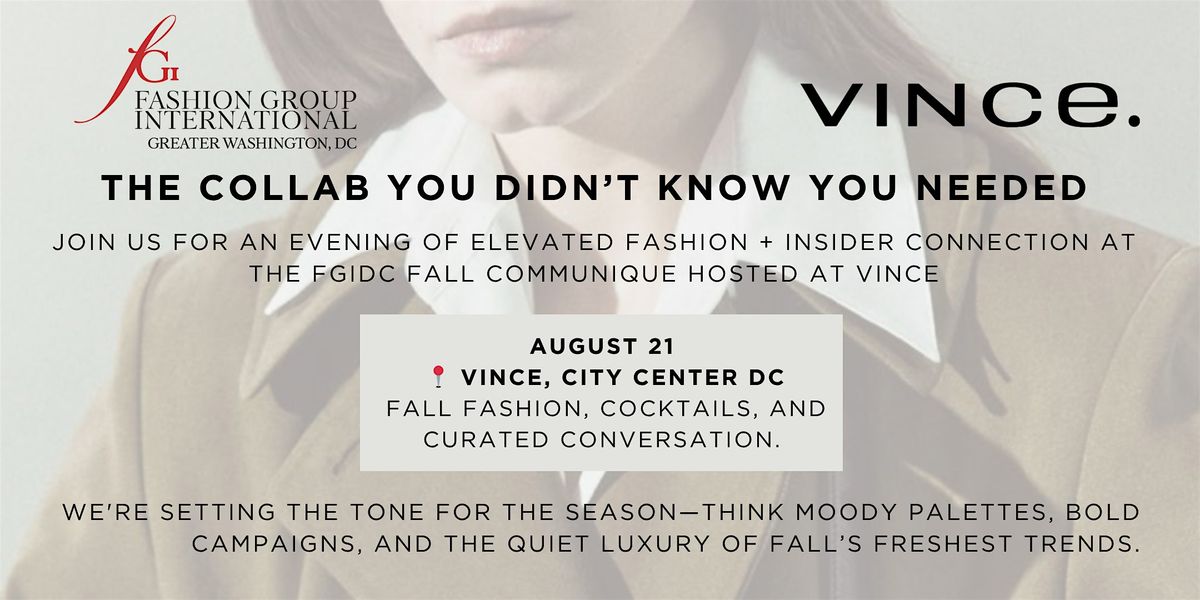 FGIDC Fall Communique x Vince, 21 August | Event in Washington | AllEvents