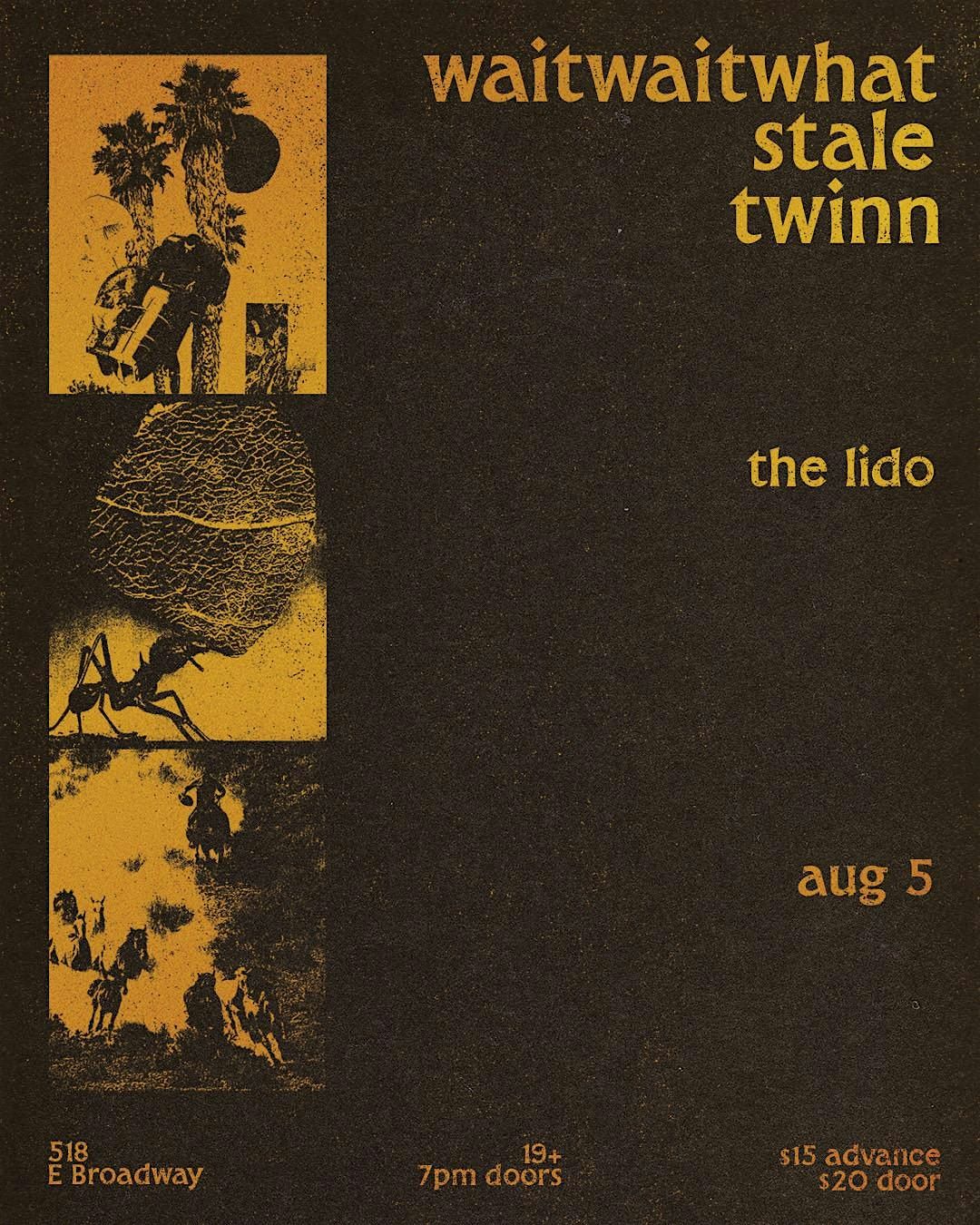 WAITWAITWHAT, STALE, TWINN, 5 August | Event in Vancouver | AllEvents