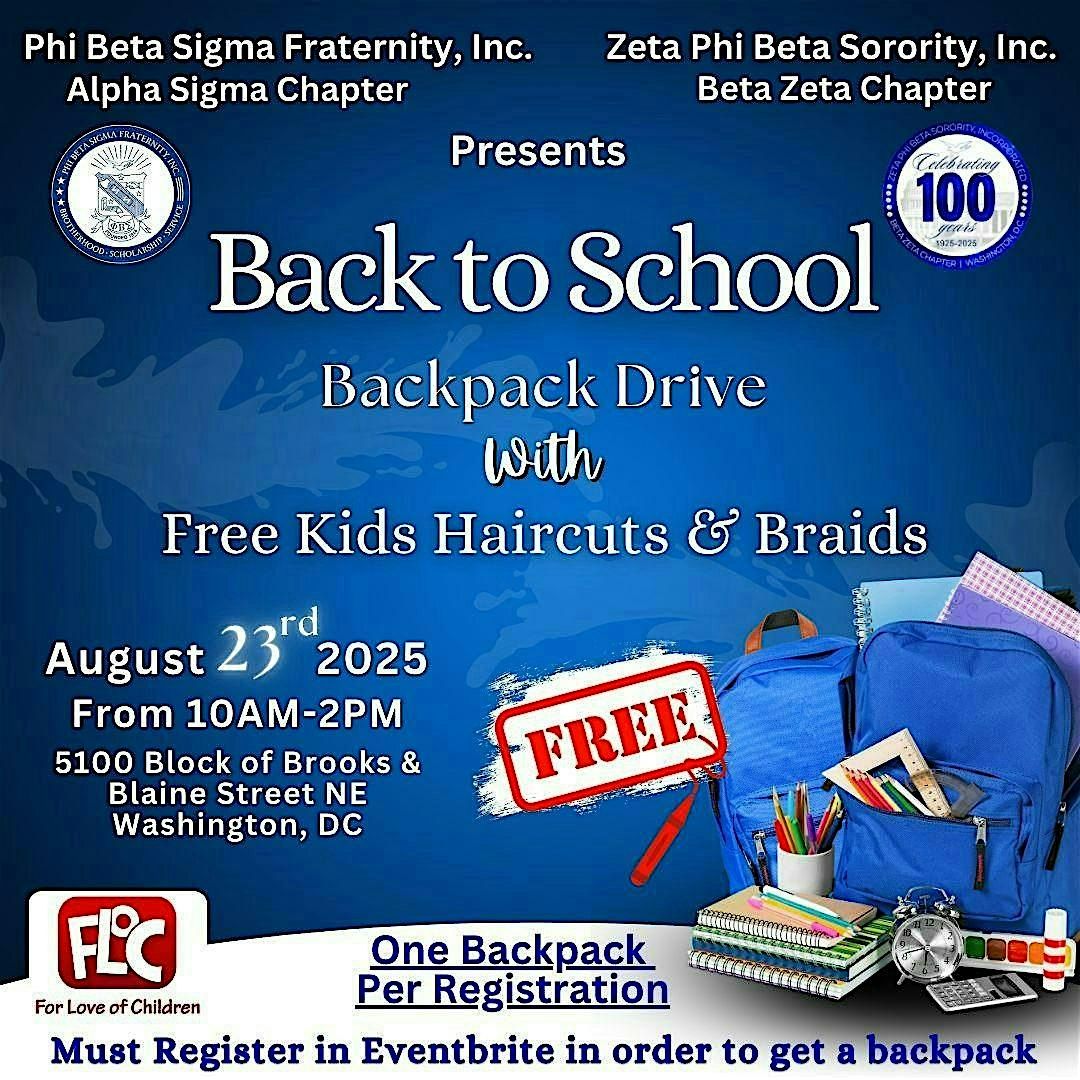 Alpha Sigma & Beta Zeta Host Back to School Backpack Drive & Block Party, 23 August | Event in Washington