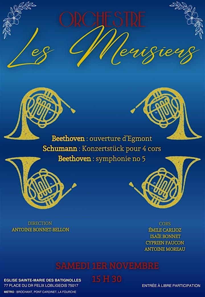 SYMPHONIES de Schumann  & Beethoven, 1 November | Event in Paris | AllEvents