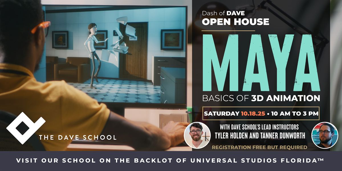 DASH of DAVE: Experience a Free 3D Maya Lesson at DAVE School, 18 October | Event in Orlando | AllEvents