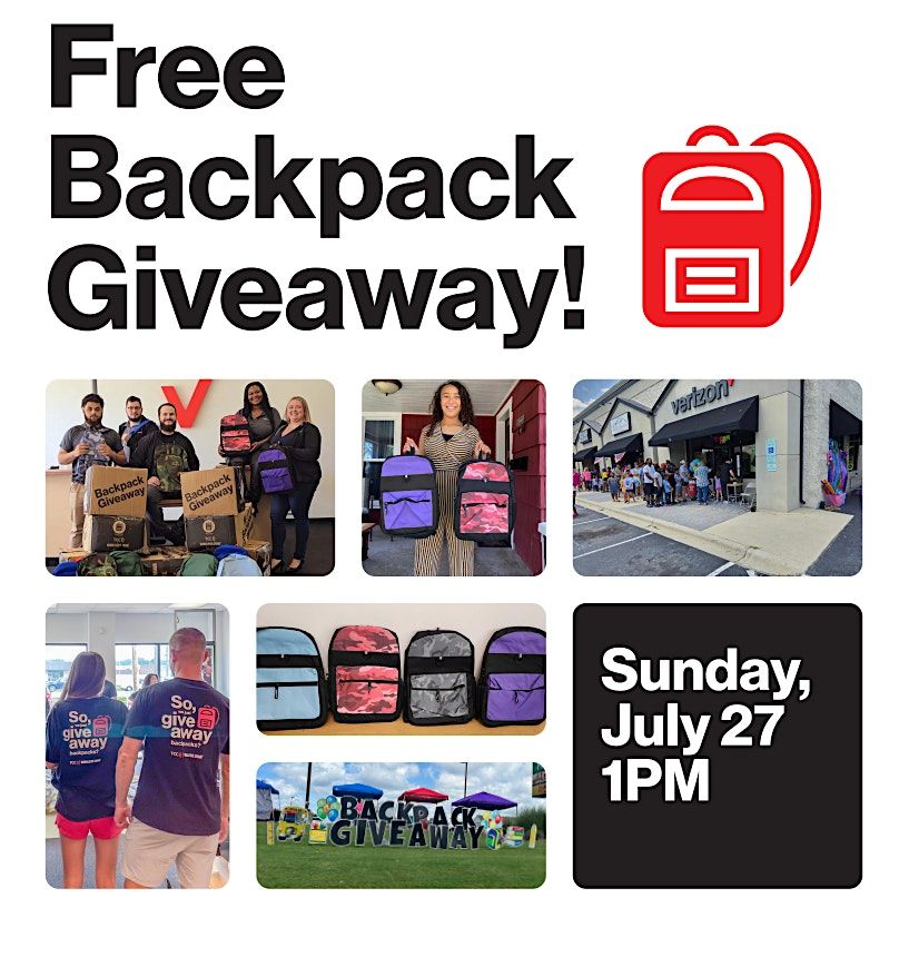 Verizon Wireless Zone Backpack Giveaway, 27 July | Event in Clementon | AllEvents