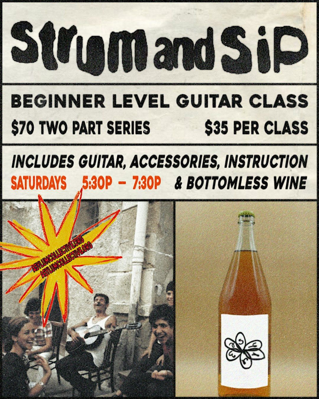 Strum & Sip: Beginner Guitar Class w/ Bottomless Wine, 2 August | Event in Seattle | AllEvents