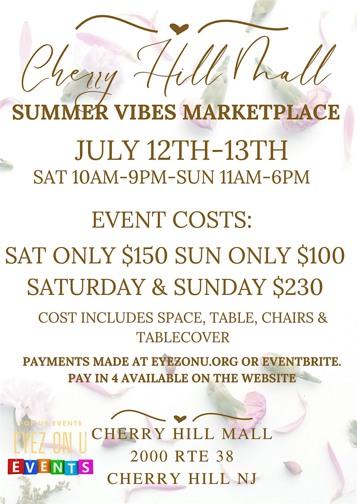 Cherry Hill Mall Summer Vibes Vendor Event, 12 July | Event in Cherry Hill | AllEvents