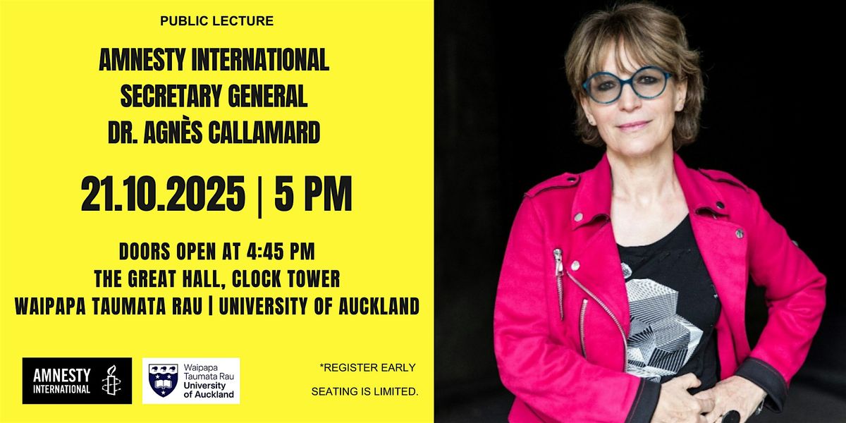 Public Lecture – Amnesty International Secretary General Dr Agnès Callamard, 21 October | Event in Auckland