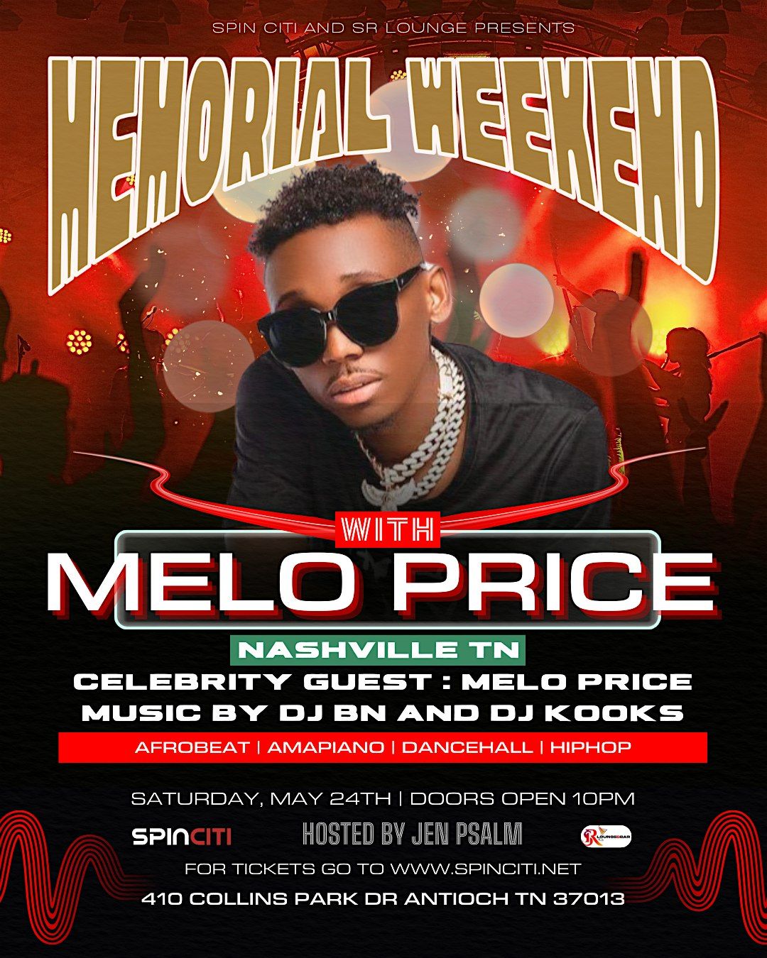 Memorial Weekend Afrobeat Night with Melo Price, SR Lounge&Bar Nashville Events Memorial Day Weekend 2025 Tickets