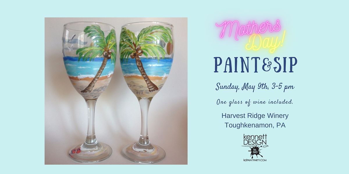 Paint and Sip Palm Tree Glasses, Harvest Ridge Winery, Toughkenamon