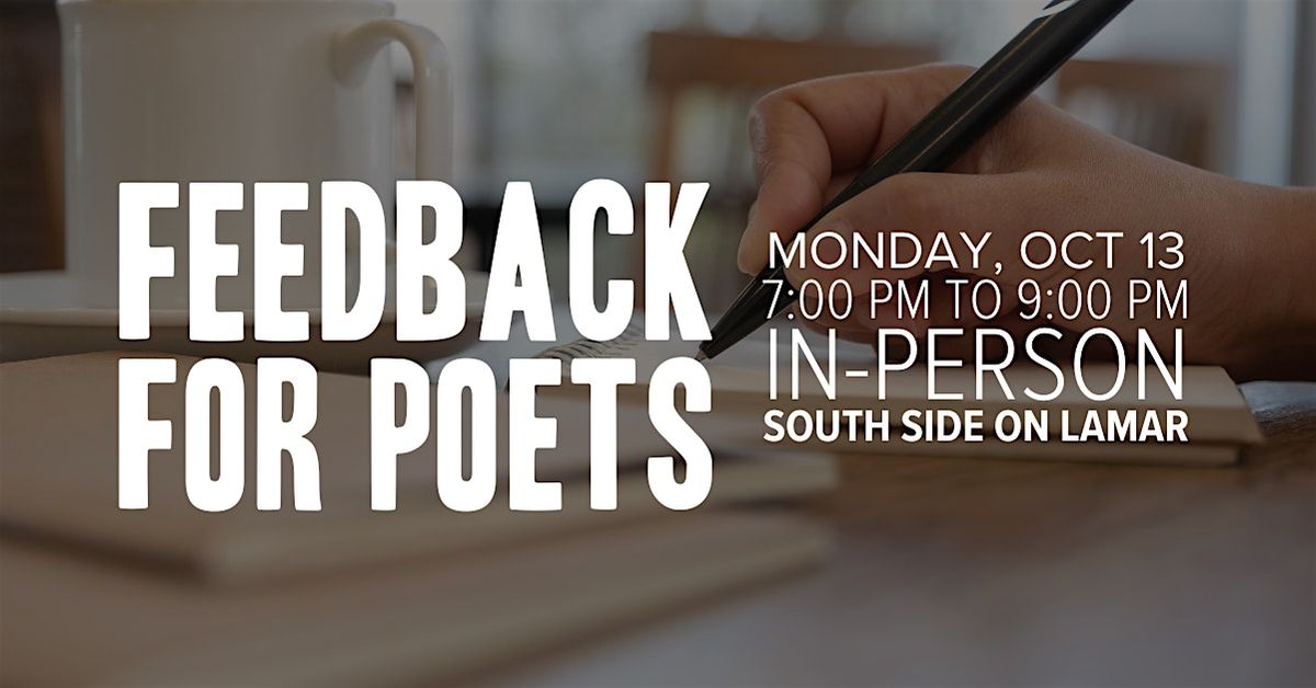 Feedback for Poets (In-Person Gathering), 13 October | Event in Dallas | AllEvents
